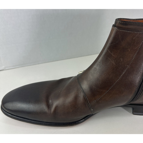 Santoni Monk Strap Boots Brown Leather Designer Dress Loafers Men's Size D 12 - Picture 9 of 16